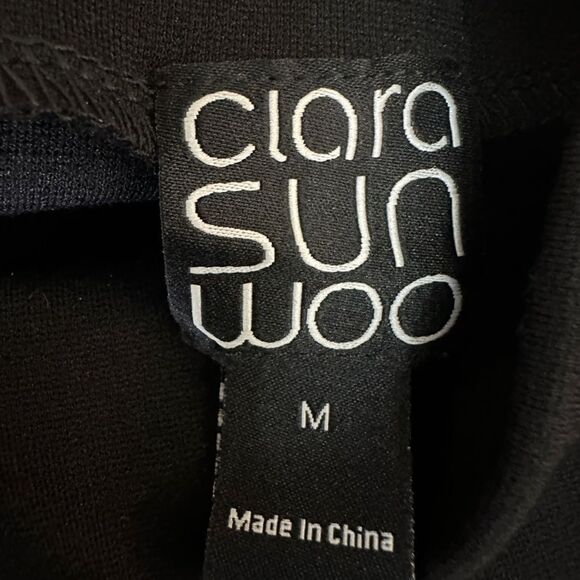 Clara Sun Woo Black Ponte Knit Funnel Neck Tunic Shift Dress Small S - Picture 9 of 13